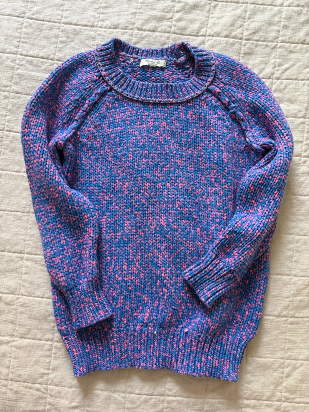 Madewell Blue and Pink Marled Crewneck Sweater